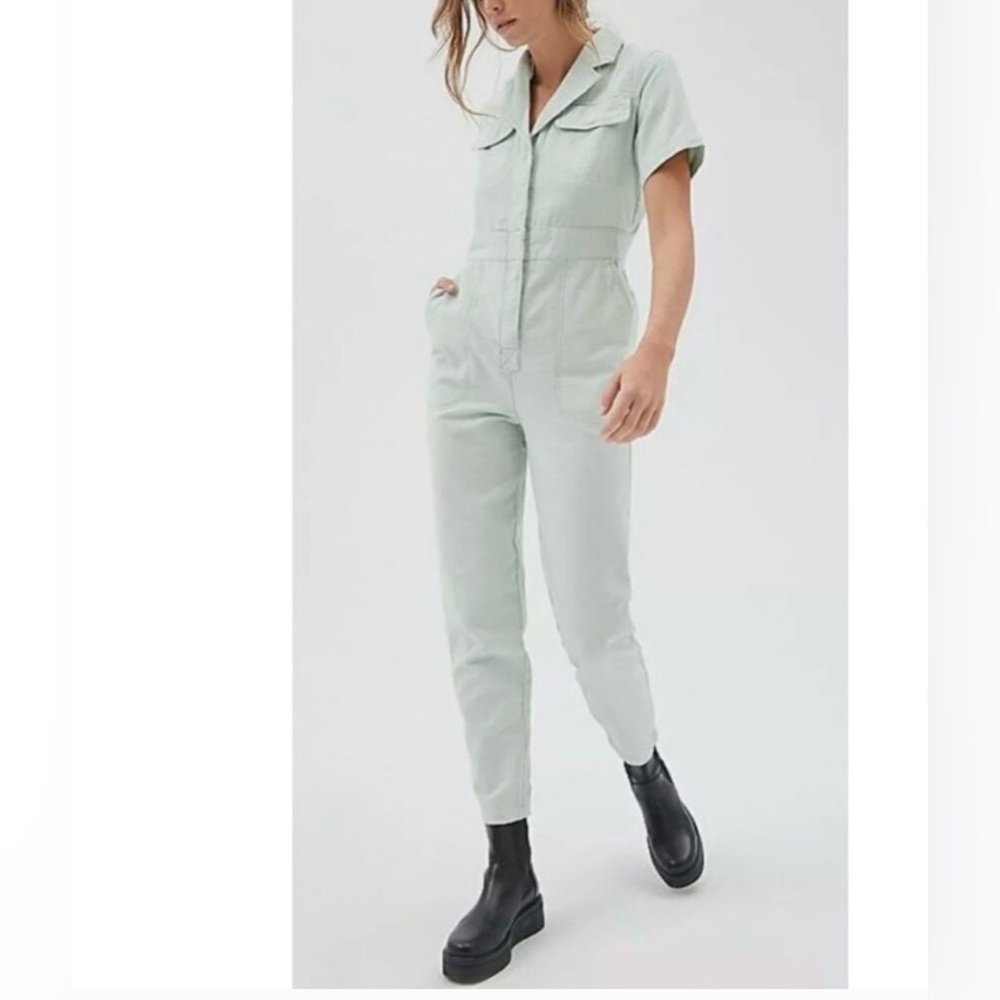 Urban Outfitters BDG Lizzy Mint Short sleeve Jumpsuit Coveralls